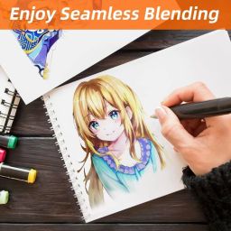 tophaven 24 Pcs Color Markers Set Alcohol Based Markers Color Pen with Sketch Book image 5