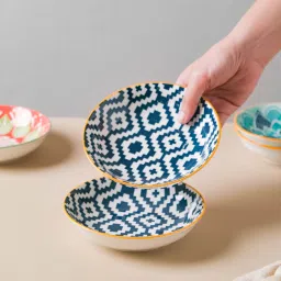 Ceramic Serving Bowl Mandala Snack Dish Set of 2-20