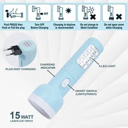 pesca Rechargeable Emergency Light 2 In 1 Led Flash Light High Power Combo Torch image 3