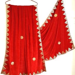 Velvet Self Design Red Women Dupatta-14