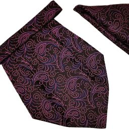 VOICI Men's Paisley Black & Purple Color Pocket Square & Cravat-image-81