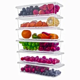 Plastic 6pcs Fridge Storage Basket Box Freezer Containers Food Dry Fruit Vegetable 1.5L Storage Basket-16