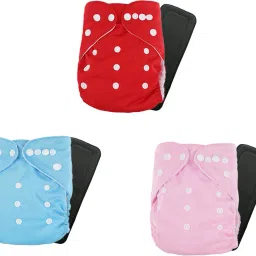 Waterproof Reusable Washable Cloth Diaper Nappies with Insert - L - XL (Pack of 3 diaper + 3 Inserts)-image-76