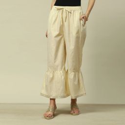 Women Regular Fit Yellow Polyester Trousers-image-2