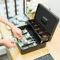 Cash Box with Money Tray and Combination Lock Metal Cash Box-16