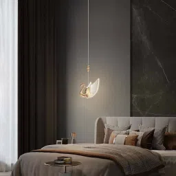 LED Rose Gold Swan Bedside Hanging Pendant Pendants Ceiling Lamp-image-23