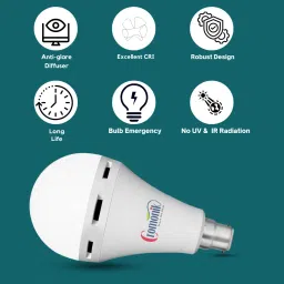 cromonik (Pack of 2)-Multi-Use Rechargeable 12W LED Bulb 4 hrs Bulb Emergency Light image 5