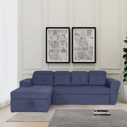 woodsworth from pepperfry Impero Fabric RHS Sofa Cum Bed in Navy Blue Colour With Storage-picture-39