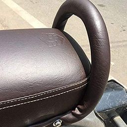 Aow Attractive Offer World Backrest Support Pillion Brown Cushion Back Rest Full Black Bar for Royals Enfiield Models RE-21 image 3