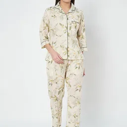 ETC Women Floral Printed Pure Cotton Night suit-image-50