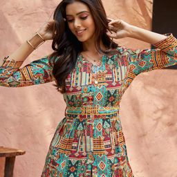 KALINI Printed Regular Tunic with Palazzos-picture-0