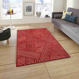 presto Red & Beige Geometric Hand Tufted Wool 3 X 5 Feet Carpet-picture-30