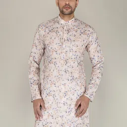 FUBAR Floral Printed Mandarin Collar Cotton Kurta-33