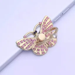 PRH Luxury Mobile Ring Holder Butterfly Pattern 360° Rotation and 180° swivel(Gold) Mobile Holder-18