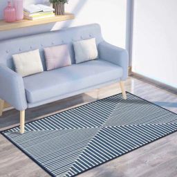 presto Blue Geometric Polyester 3 ft x 5 ft Machine made Carpet-picture-3