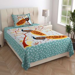 144 TC Cotton Single Jaipuri Prints Flat Bedsheet-image-68