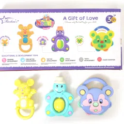 Colourful Attractive Baby Rattle & Teether Toys Non Toxic Pack of 3-5