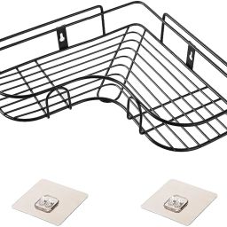Multipurpose Self Adhesive Wall-Mounted Corner Storage Rack Bathroom Stainless Steel Wall Shelf-image-96