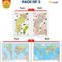 Pack of 2|2 IN 1 CHATTISGARH POLITICAL&PHYSICAL&WORLDPOLITICAL&PHYSICALMAPCharts-image-24