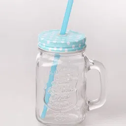 Ice cream Fruit Cold Drink Infusion Bottle To Drink Cute Water Bottles Straw Jar Cold Coffee Ice Tea Jar Glass (400 ml) Glass Mason Jar-image-28