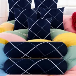 5 Cushion 2 Bolster Microfibre Stripes Bolster Pack of 7-81
