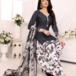 Unstitched Crepe Salwar Suit Material Printed-image-84