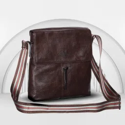 Brown Men Sling Bag Premium Faux Leather sling In Coffee Brown-image-94