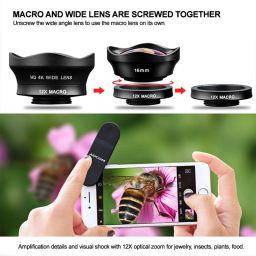 ADCOM AD-16MM Professional HD 4K No Deformation 120° Wide Angle + 12x Macro Mobile Phone Camera Lens - Universal Clip On Cell Phone Travel Lens for Professional Photography Compatible with All iPhone & Android Smartphones Mobile Phone Lens image 4