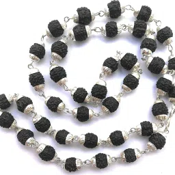 Mahakal Shivji Natural Himalaya Black Beads Simple Mala Original Silver Plated Brass, Copper Chain-picture-11