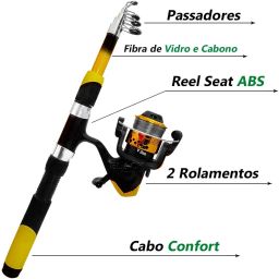 Fishing Kit Telescopic Fishing Rod 2.1M + Reel Set Kit Yellow Fishing Rod-picture-13