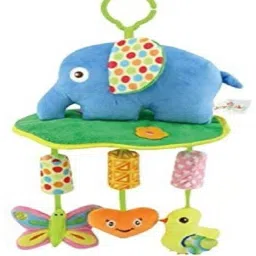Baby Crib & Stroller Plush Playing Toy Car Hanging Rattles (Elephant)-0