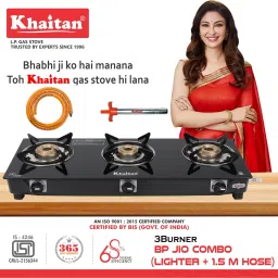 Gas Stove Combo - 3B BP Jio + 1 HF Ligher + 1 HF Hose pipe Glass Manual Gas Stove-96