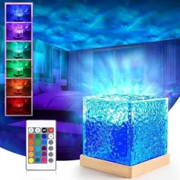 Ocean Wave Projector Lamp with USB Plug-in with remote | | Multicolor Night Lamp-image-73