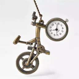 Mubco Antique Style Bicycle Quartz Pocket Watch Keychain Vintage Collatable Gift PW 100 Bronze Metal Pocket Watch Chain-image-3