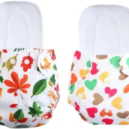 Baby Printed Cloth Diaper Washable & Reusable Nappy With White Insert(Pack of 2)-0