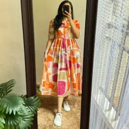 Printed Pure Cotton Stitched Flared/A-line Gown-image-71