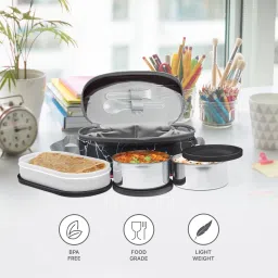 milton Executive Lunch Tiffin, 2 Round Containers, 280ml Each, 1 Oval Container, 450ml 3 Containers Lunch Box image 2