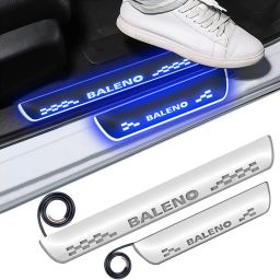 Car Mirror Finish Door Foot Step LED Sill Plate for Baleno (Set of 4, Blue) Door Sill Plate-image-4