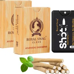 Ayurvedic & Herbal Long Filtered Bidi Smoke, (Pack of 2 X 20 Bidi Sticks Per Pack) With 15 ml Shot to Stop Nicotine Craving Tobacco Free Dhoompan Helps in Quit Smoking - (40 Sticks, 1 Shot) Smoking Cessations-image-2