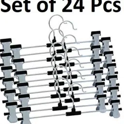 Clothes Hangers Clip Hanger For Coat Skirt Dress Blouse Saree Shirts Steel Saree Pack of 24 Hangers ForSaree-image-53