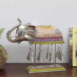 decorum Bell Elephant Multicolour Wooden Figurines-picture-28