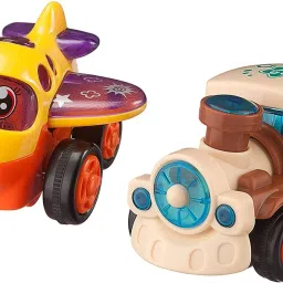 Pack of 2 Friction Vehicle Toys for Toddlers, Boys, Girls, Baby Toys Birthday Gift for2, 3,4 Year old kids ( Push & Go Green-Mini Airoplane AND Press & Go Mini Train Toy) (set of 2 toys)-image-17