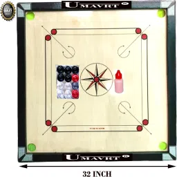 Elegant 32” inch big size carom board with coin & striker & powder 80 cm Carrom Board-image-3