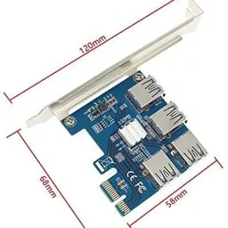 Xsentuals PCI Express Multiplier Riser Card, PCIe 1 to 4 PCI-Express 16X Slots Riser Card PCI-E 1X to External 4 USB 3.0 Adapter Multiplier Card PCIe to 4USB for Bitcoin Mining Device GDDR4 16 GB NVIDIA Chipset 64 bit 120 MHz Graphics Card image 3