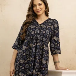 mialo fashion Women Floral Print Viscose Rayon Flared Kurta-picture-8