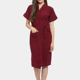 Maroon Free Size Bath Robe-image-35