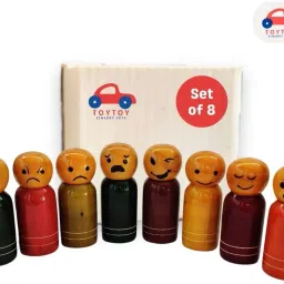 Wooden Expression Finger Puppets | Emotion Finger Puppets for Kids | Set of 8-image-7