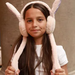 Cute jumping rabbit with chuchu sound girls boys earmuffs for kids (4 to14years) Ear Muff-image-39