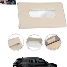 Universal Leatherite Rectangle Beige Tissue Box For Car/office/Home-72 Vehicle Tissue Dispenser-image-8