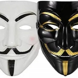 Comic Face Anonymous (Black & White) Gift Set Of 2 Pcs Party Mask Party Mask-picture-26